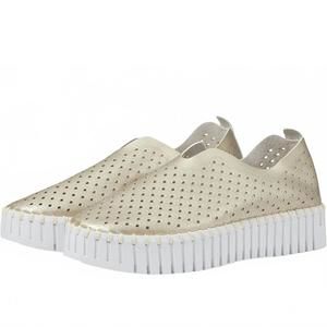 NEW ILSE JACOBSEN women's tulip perforated slip-on sneaker in gold